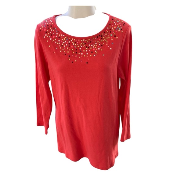 Rafaella Tops - RAFAELLA Embellished Long Sleeve Tee